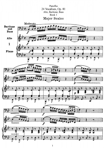 Panofka - 24 Vocalises - Voice and Piano Alto, Baritone, Bass - Score