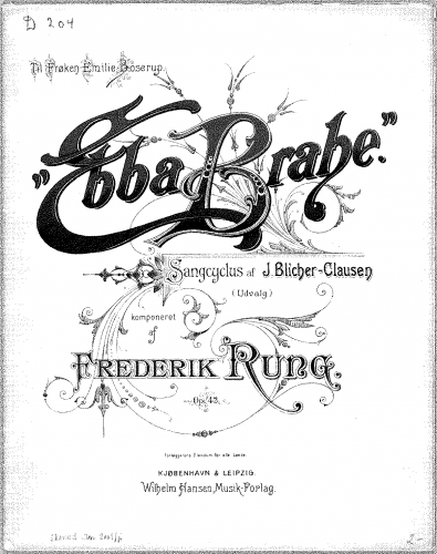 Rung - Ebba Brahe - Vocal scores - Score