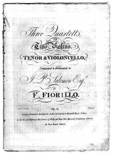 Fiorillo - 3 String Quartets - Viola