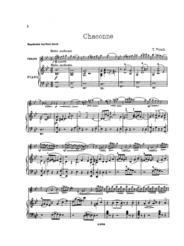 David - Ciaccona - For Violin and Piano (David) - Score