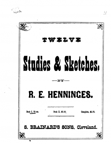 Henninges - 12 Studies and Sketches - Book 1. Nos. 1-6.