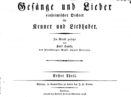 Hanke - Gesänge und Lieder einheimischer Dichter - Complete Score (Parts 1 and 2)