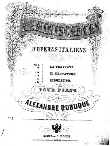 Dubuque - Reminiscences d'operas italiens - Score