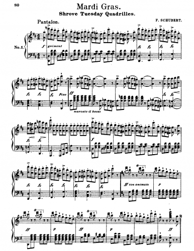 Schubert - Le Mardi gras aux enfers - Score