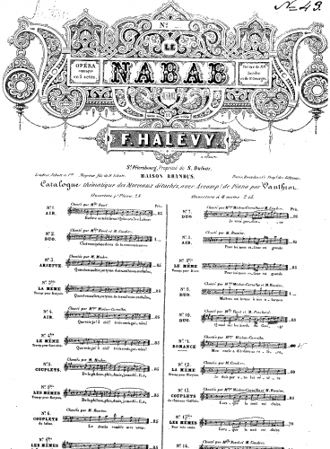 Halévy - Le nabab - Vocal scores Romance: Mon oncle a dit dans sa colère (No. 11) - Score