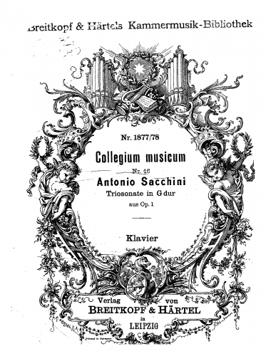 Sacchini - Six Trio Sonatas - Sonata in G major For 2 Violins, Cello and Piano (Riemann) - Piano Score