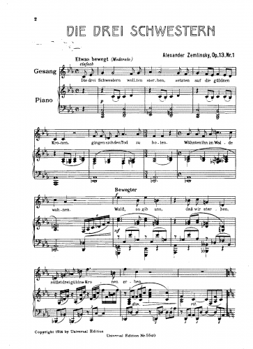 Zemlinsky - Six Songs after Poems by Maeterlinck Op. 13 - Score