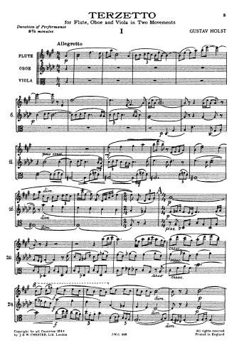Holst - Terzetto - Score