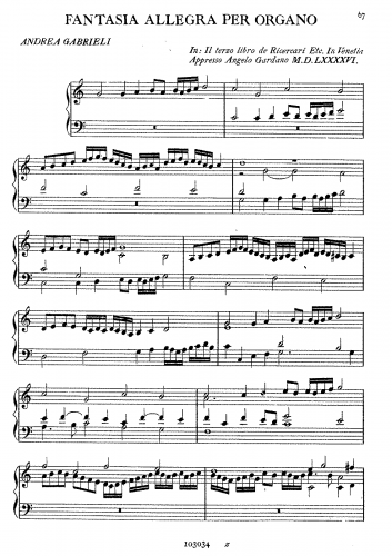 Gabrieli - Fantasia Allegra per Organo - Score