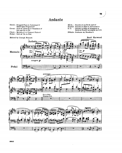 Harwood - Andante in D major - Score