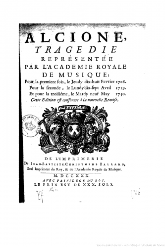 Marais - Alcyone, tragédie lyrique en 5 actes et un prologue - Libretto - Livret