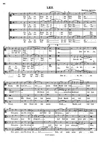Agricola - Hymn: Ein feste Burg - Score
