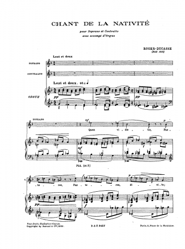 Roger-Ducasse - Chant de la Nativité - Score