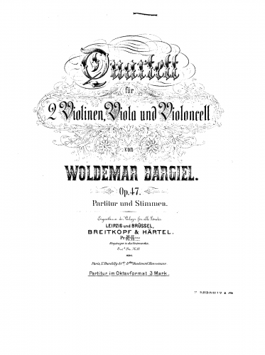 Bargiel - String Quartet No. 4 - Scores - Score