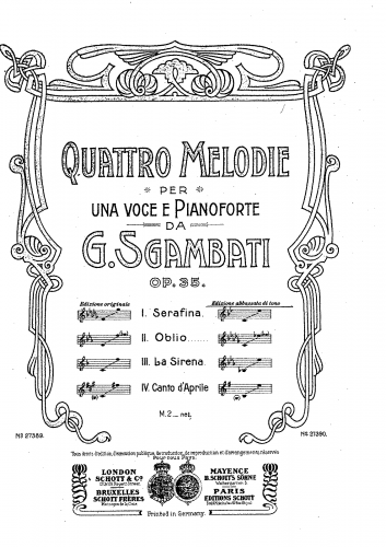 Sgambati - 4 Mélodies - Score