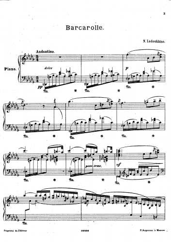 Ladukhin - Barcarolle in D-flat - Score