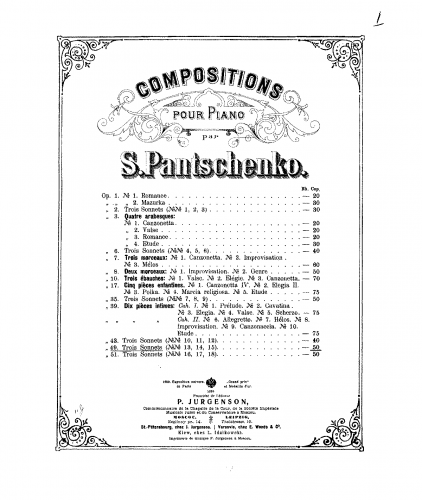 Panchenko - 3 Sonnets, Op. 49 - Score