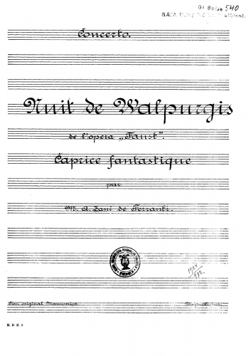 Ferranti - Caprice Fantastique de l'opera 'Faust' - Score