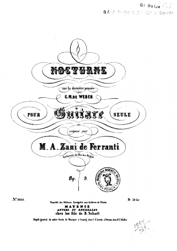 Ferranti - Nocturne sur la dernière pensée de C.M. won Weber, Op. 9 - Score