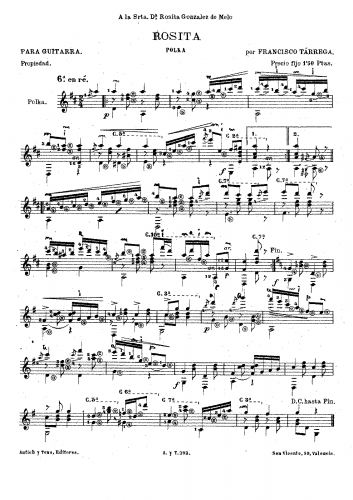 Tárrega - Rosita - Polka - Score