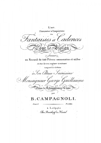 Campagnoli - Fantasias and Cadenzas for Solo Violin - Score
