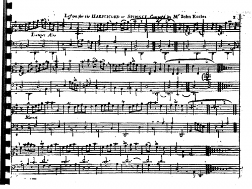 Eccles - Lessons for the Harpsicord or Spinnet - Score