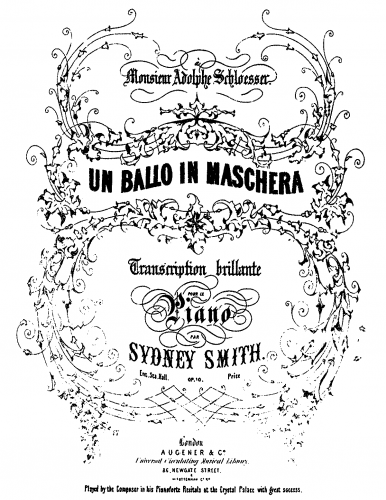 Smith - Fantaisie Brillante on Verdi's 'Un Ballo in Maschera', Op. 10 - Score