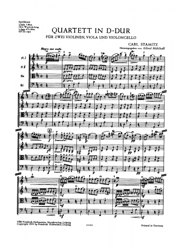 Stamitz - 6 Quartets - Score