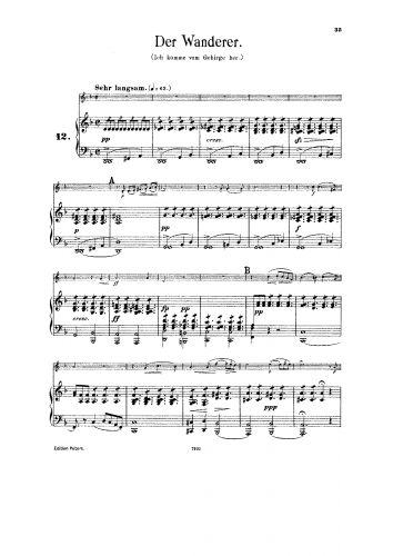 Schubert - Der Wanderer, D.493 (Op. 4/1) - For Violin and Piano (Sitt)