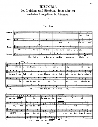 Schütz - Johannes-Passion, SWV 481 - Score