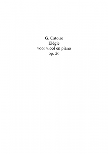 Catoire - Elegie for Piano and Violin, Op. 26 - Scores and Parts - Score