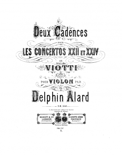 Viotti - Violin Concerto No. 22 - Arrangements and Trascriptions Cadenza For Violin (Alard) - Violin Part