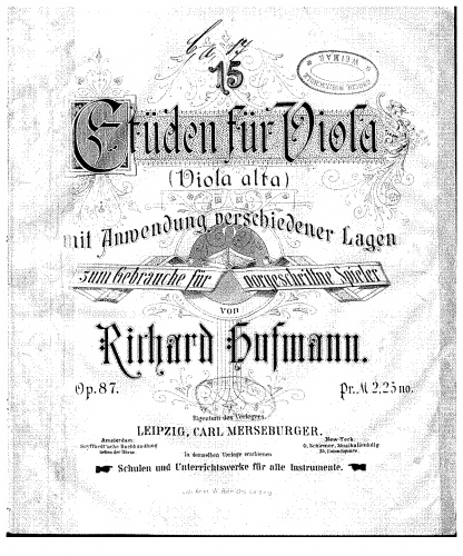 Hofmann - 15 Etüden - Score