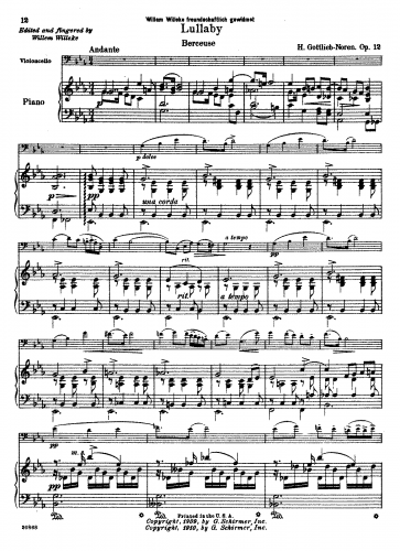 Noren - Lullaby - Piano Score