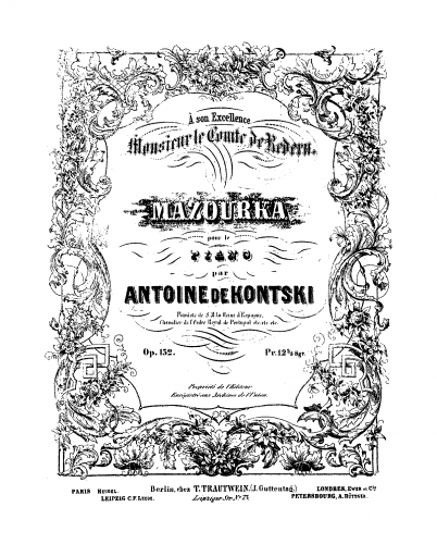 Kontski - Mazourka - Score