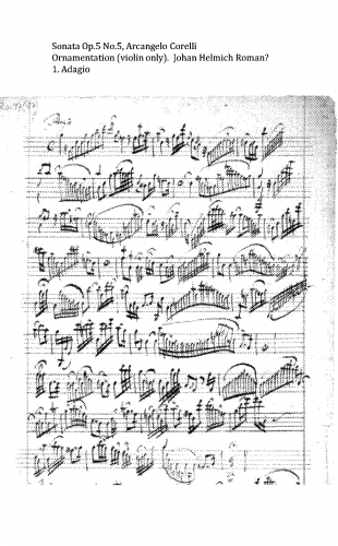 Corelli - 12 Violin Sonatas, Op. 5 - Scores and Parts Sonata No. 5 in G minor - I. Adagio and III. Adagio - Ornamented Violin Part