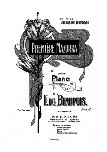 Beaupuis - Mazurka No. 1 - Score
