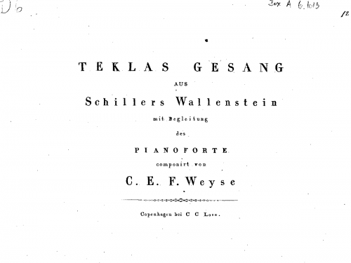 Weyse - Teklas Gesang aus Schillers Wallenstein - Score - Score
