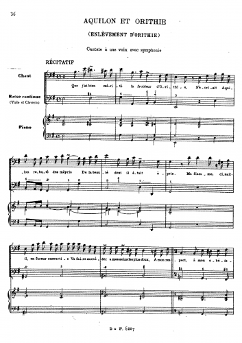 Rameau - Enlèvement d'Orithie - Score