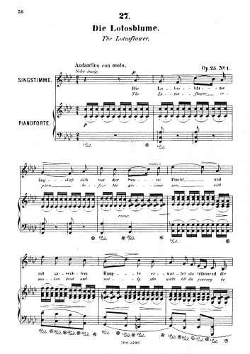 Franz - 6 Lieder, Op. 25 - No. 1 - Die Lotosblume (The Lotusflower) [Low Voice]