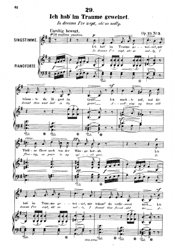Franz - 6 Lieder, Op. 25 - No. 3 - Ich hab' im Traume geweinet (In dreams I've wept, oh! so sadly) [Low Voice]