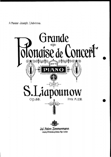 Lyapunov - Grande polonaise de concert, Op. 55 - Score