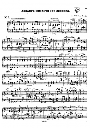Gade - Symphony No. 2 in E - Andante and Scherzo For Piano Solo (Stark) - Score