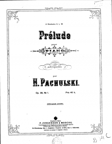 Pachulski - Pieces, Op. 29 - No. 1: Prelude