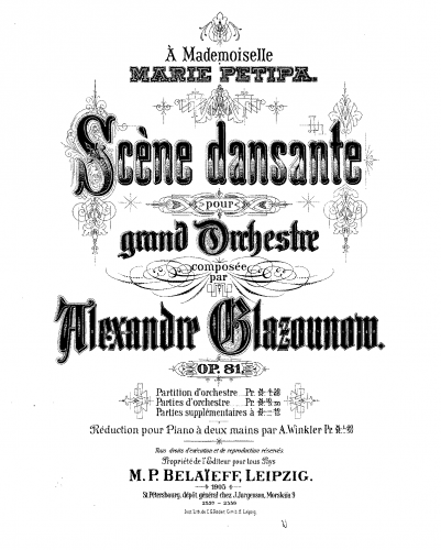 Glazunov - Scène dansante - For Piano solo (Winkler) - Score