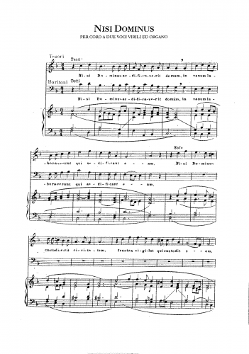 Perosi - Nisi Dominus a  2 voci virili ed organo - Score