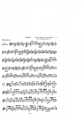 Carcassi - 2 Quadrilles, 2 Contredanses, 2 Walses, et 2 Galops, Op. 53 - Score