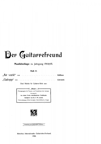 Carcassi - 2 Quadrilles, 2 Contredanses, 2 Walses, et 2 Galops, Op. 53 - 2me Quadrille. No. 4: Pastourelle (Galopp)
