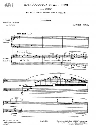 Ravel - Introduction et Allegro - For 2 Pianos (Ravel) - Score