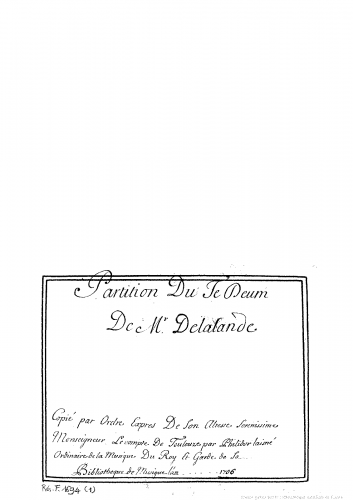 Lalande - Te Deum - Score